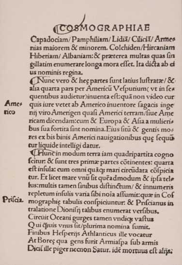 Portadilla de la 4ª edición (St. Dié 29-IX-1507) de “Cosmographia Introductio” (Biblioteca municipal St. Dié des Vosgues).
