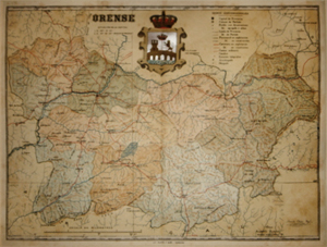 Mapa de la provincia de Orense impreso bajo la dirección de Chias y Carbó.