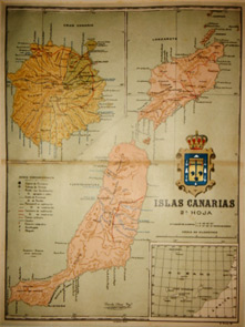 Mapa de la provincia de Islas Canarias impreso bajo la dirección de Chias y Carbó.