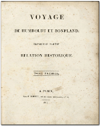 Página principal del libro: VOYAGE de Humboldtut Bonpland. (1814) 