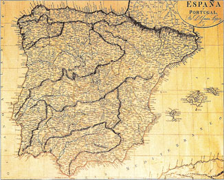Mapa de España y Portugal de Juan López. IGN.