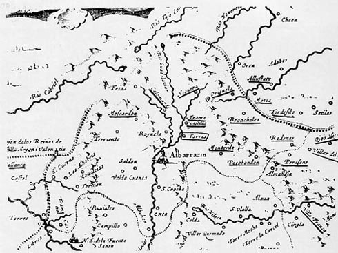 Mapa de Juan Bautista Labaña, del Novísimo Mapa de Aragón.